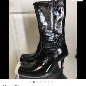 Materia Prima 8.5  Black Patent Heeled Boots with box
